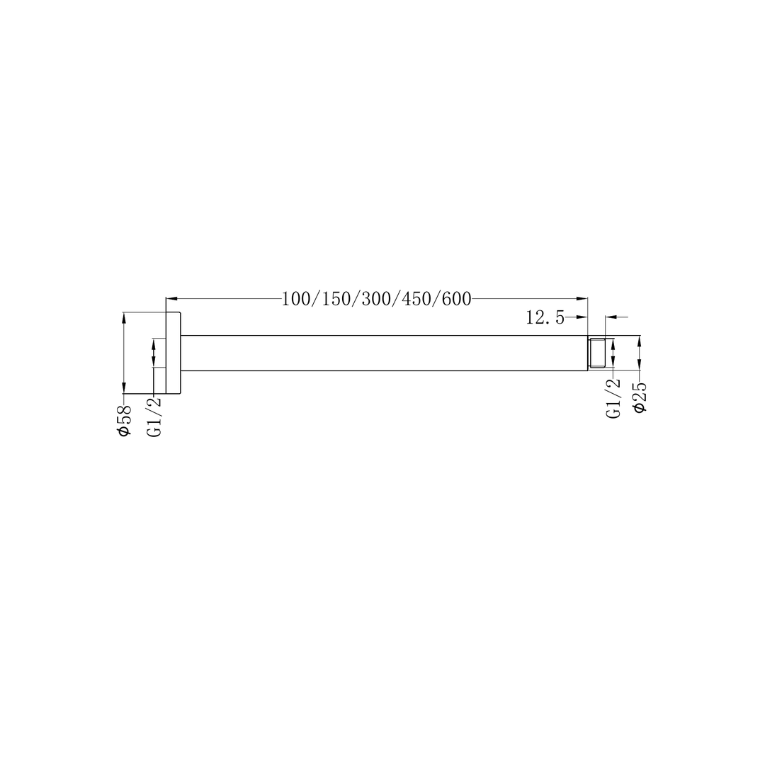 Nero 450Mm Round Ceiling Arm - Chrome