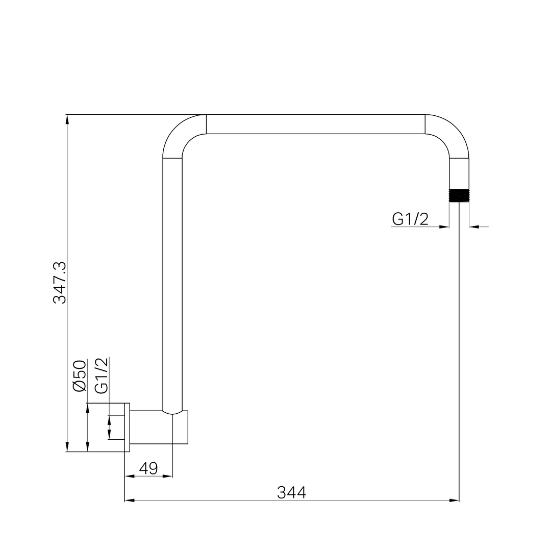 Dolce Nero Shower Arm Shower - Brushed Gold
