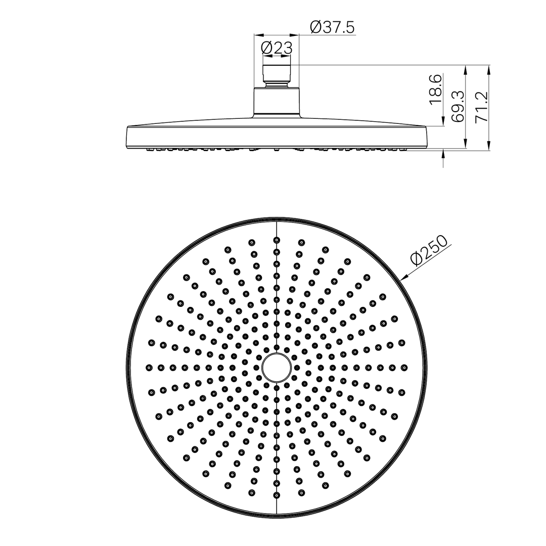 Nero Opal 250Mm Shower Head - Brushed Nickel