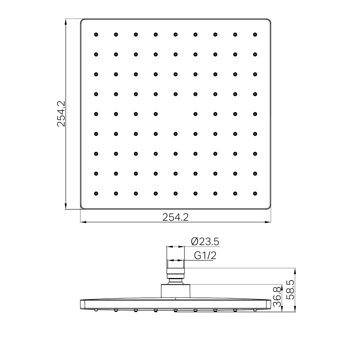 Nero 250Mm Abs Square Shower Head - Chrome