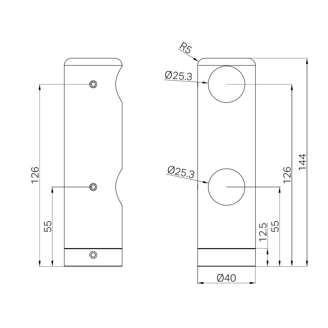 Nero Mecca Care Make Your Own 25mm Grab Rail Double Towel Bracket Left - Brushed Bronze
