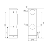 Nero Mecca Care Make Your Own 25mm Grab Rail Double Towel Bracket Left - Brushed Bronze