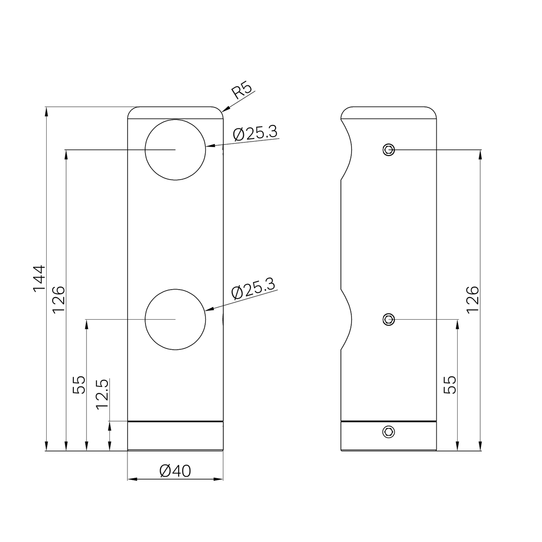 Nero Mecca Care Make Your Own 25mm Grab Rail Double Towel Bracket Right - Brushed Bronze