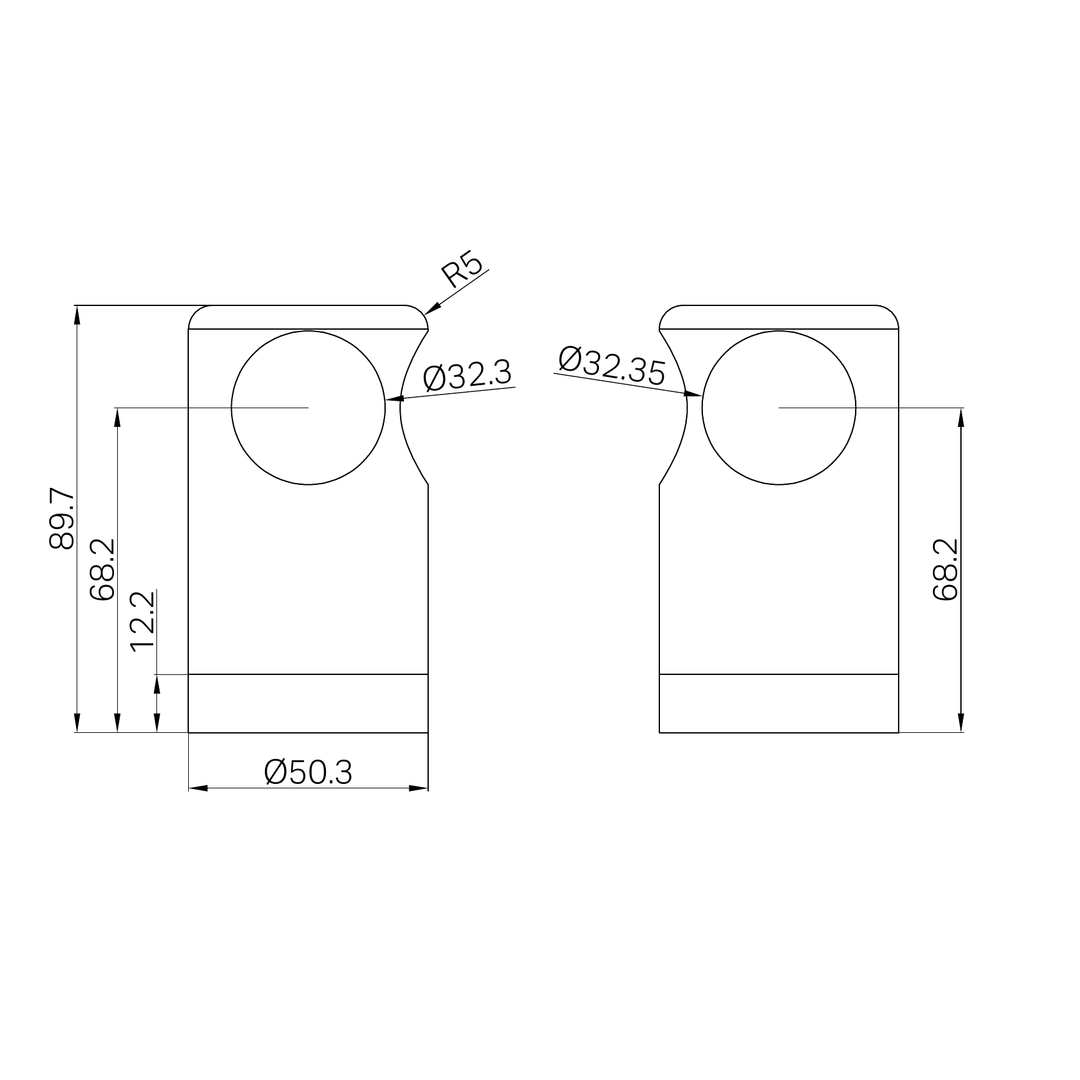 Nero Mecca Care Make Your Own 32mm Grab Rail 90 Degree Bracket - Brushed Bronze