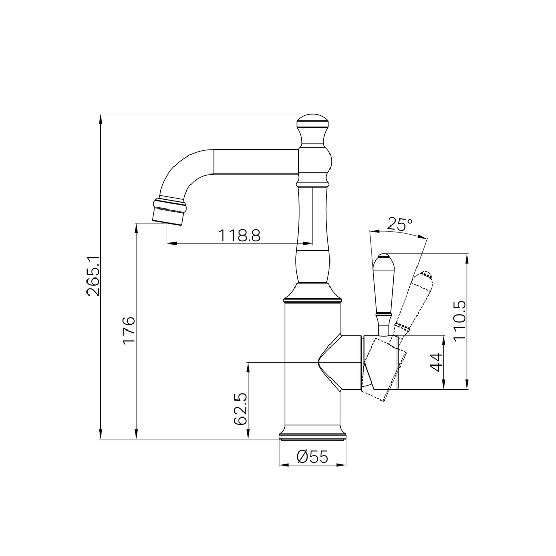 Nero York Basin Mixer With Metal Lever - Brushed Nickel