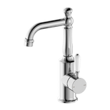 Nero York Basin Mixer With White Porcelain Handle - Chrome