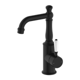 Nero York Basin Mixer White Porcelain Lever - Matte Black