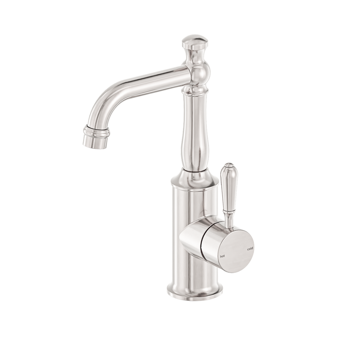 Nero York Basin Mixer With Metal Lever - Brushed Nickel