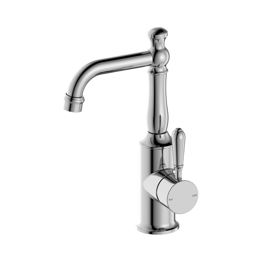 Nero York Basin Mixer With Metal Lever - Chrome
