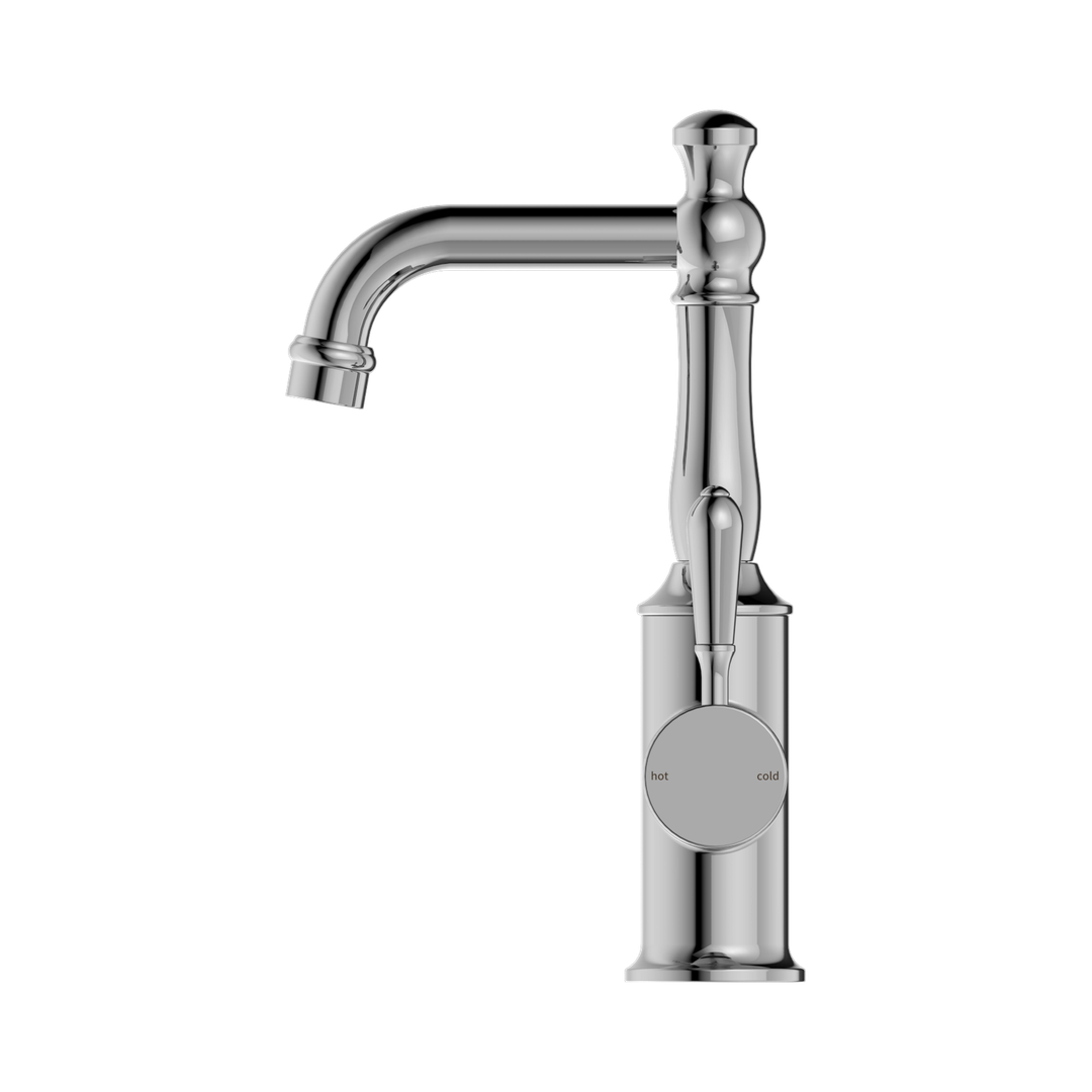 Nero York Basin Mixer With Metal Lever - Chrome