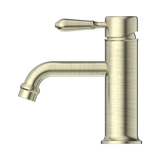 York Straight Basin Nero Mixer With Metal Lever - Aged Brass