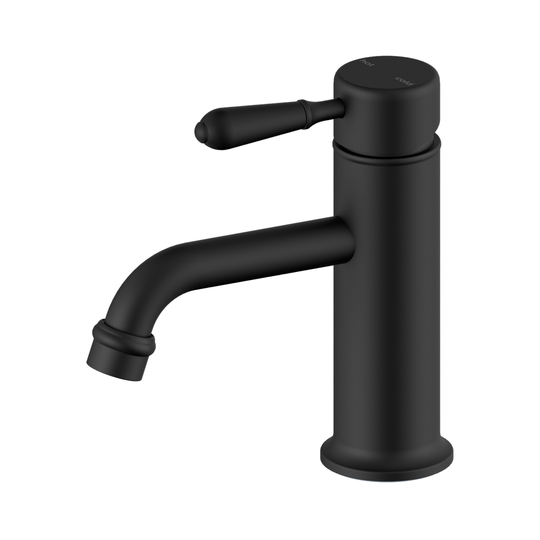 Nero York Straight Basin Mixer With Metal Lever - Matte Black