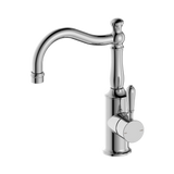 Nero York Basin Mixer Hook Spout With Metal Lever - Chrome