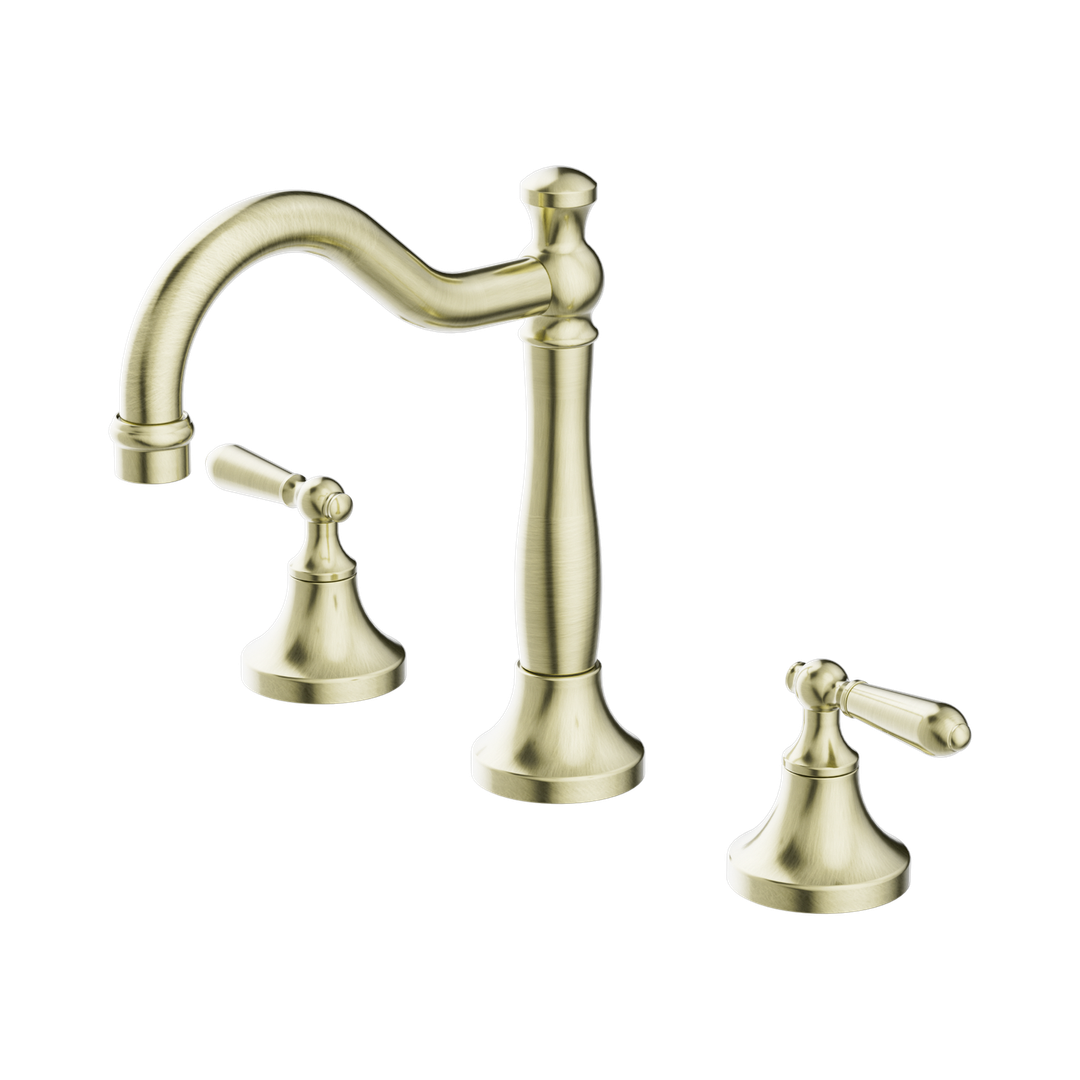 Nero York Basin Set With Metal Lever - Aged Brass