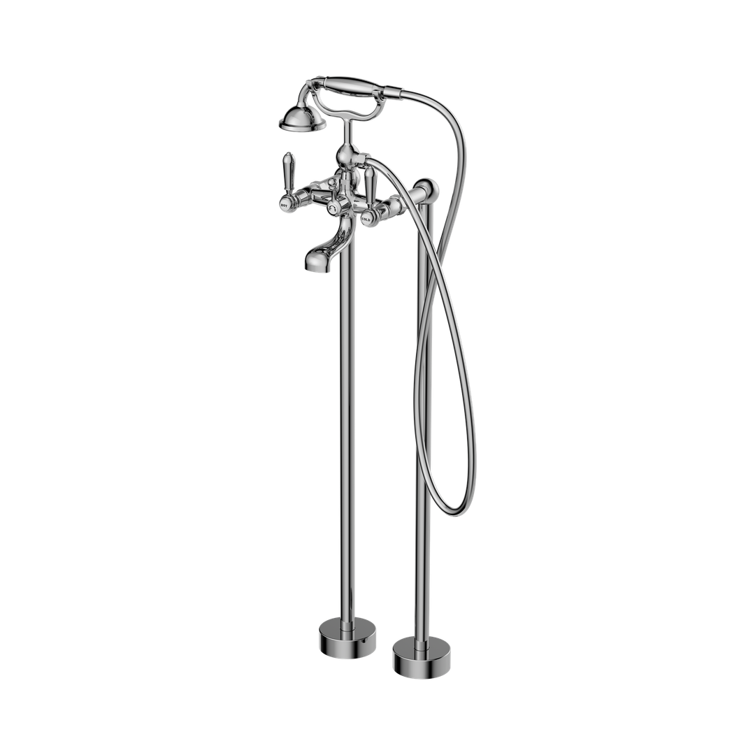 Nero York Freestanding Bath Mixer With Metal Hand Shower - Chrome