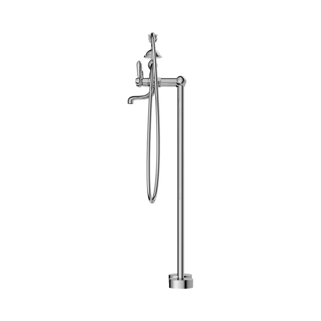 Nero York Freestanding Bath Mixer With Metal Hand Shower - Chrome