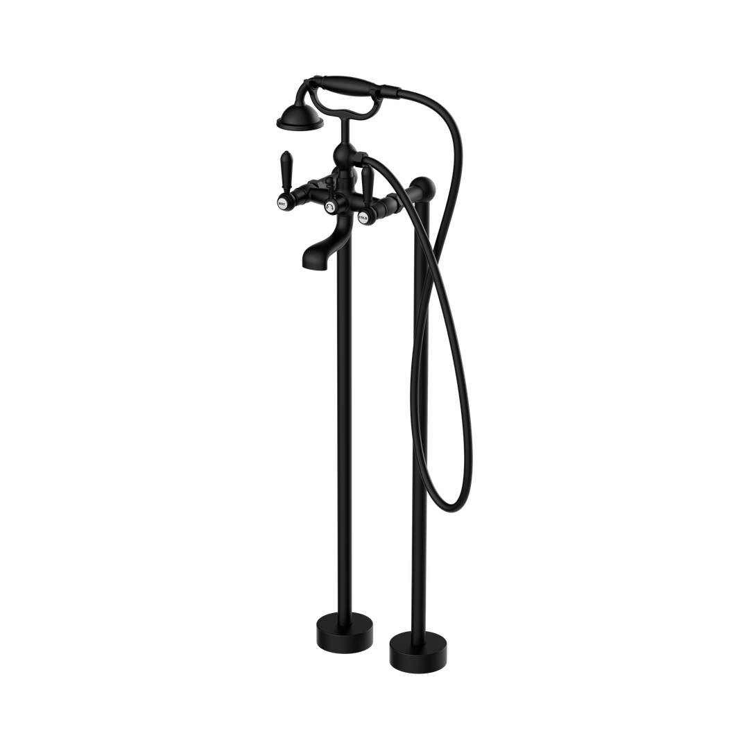 Nero York Freestanding Bath Set With Metal Hand Shower - Matte Black