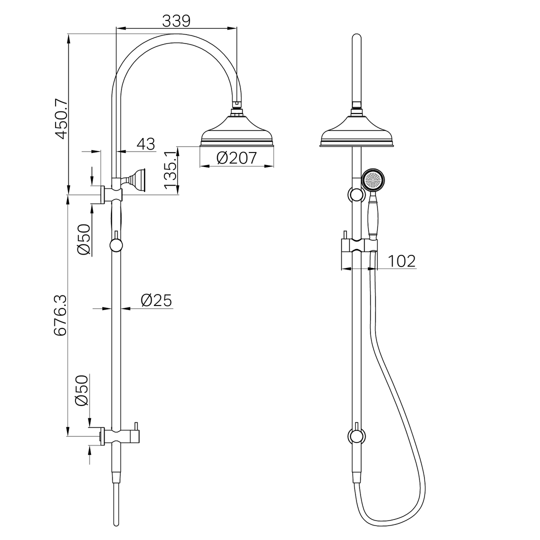 York Twin Nero Shower With Metal Hand Nero Shower - Brushed Nickel