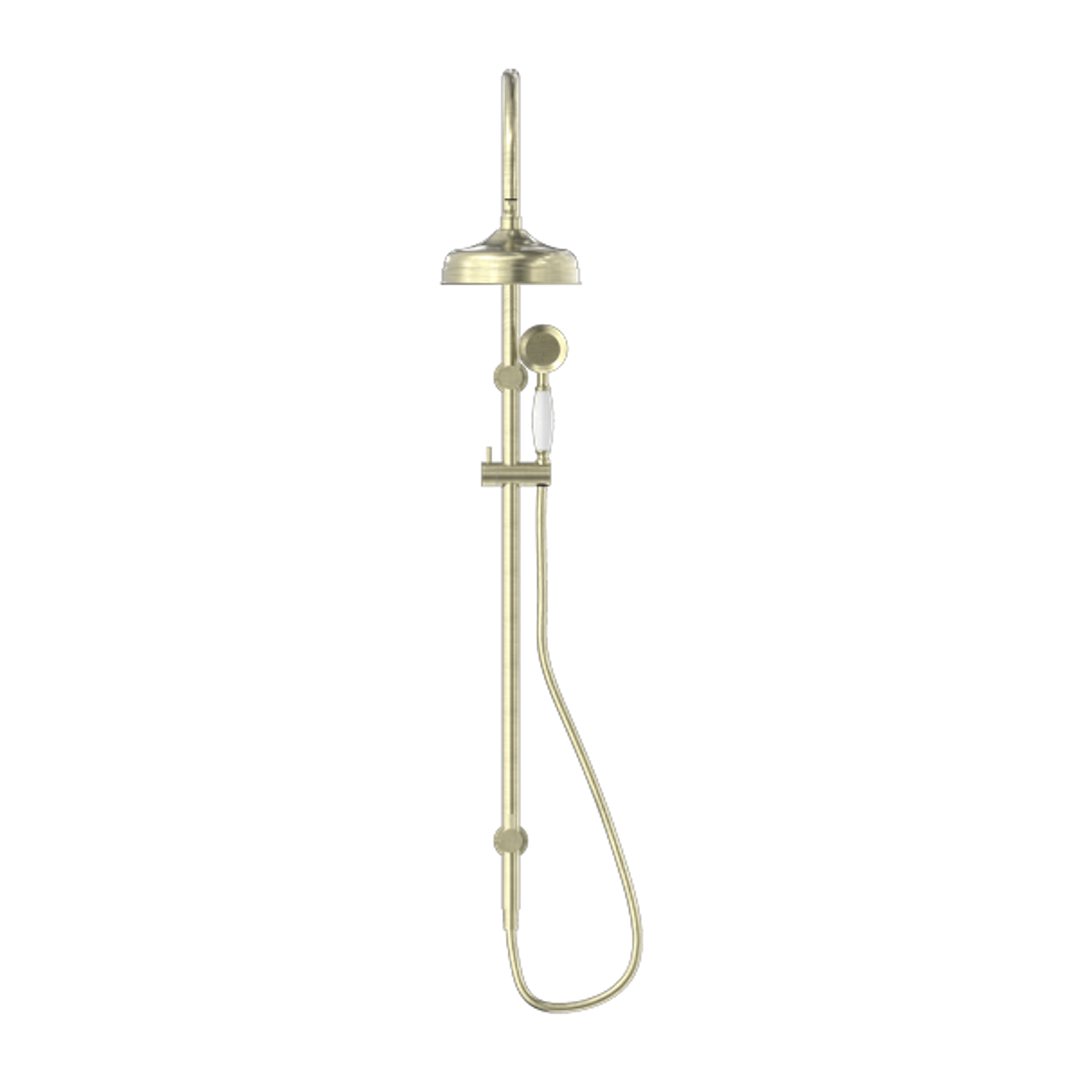 Nero York Twin Shower With Metal Hand Shower - Aged Brass