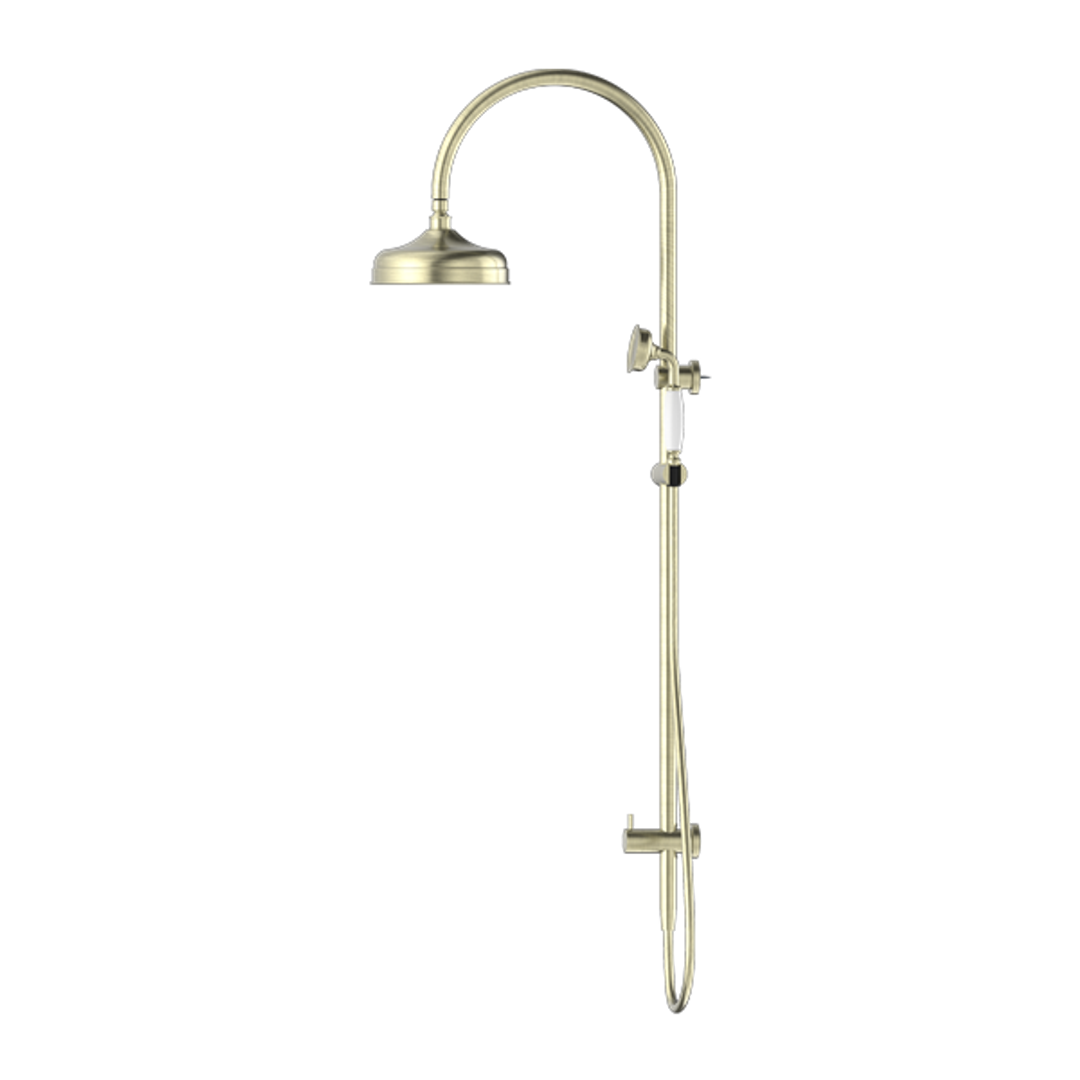 Nero York Twin Shower With Metal Hand Shower - Aged Brass