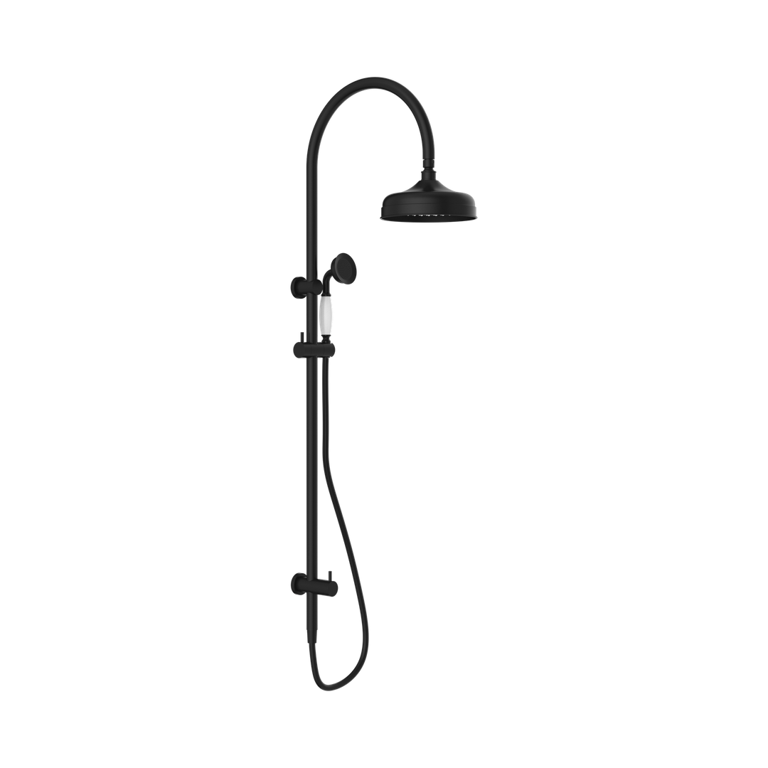 Nero York Twin Shower With White Porcelain Hand Shower - Matte Black