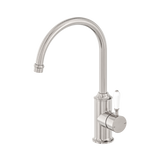 York Kitchen Nero Mixer Gooseneck Spout With White Porcelain Lever - Brushed Nickel
