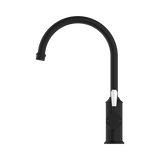 York Kitchen Nero Mixer Gooseneck Spout With White Porcelain Lever - Matte Black