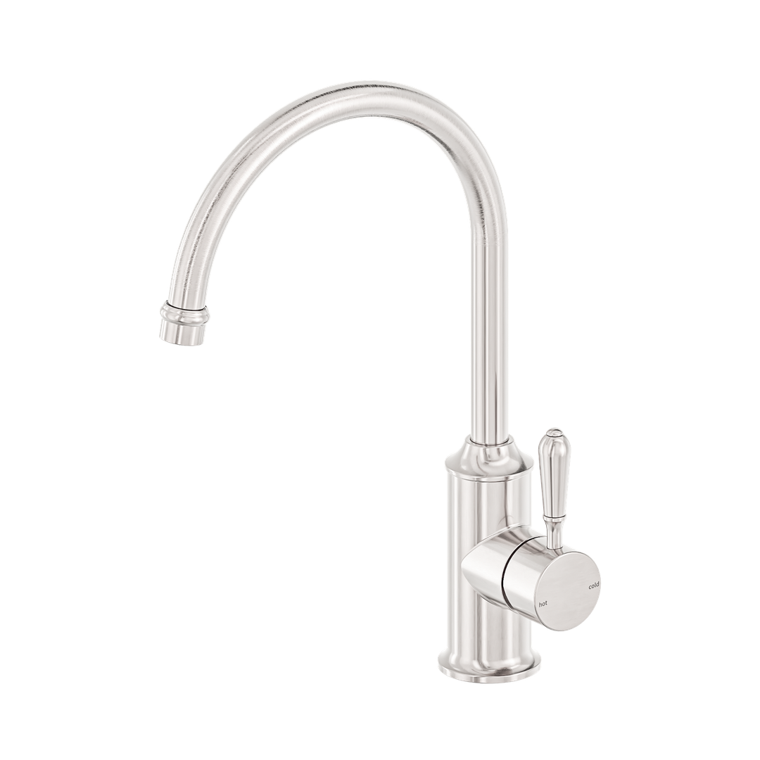 Nero York Kitchen Mixer Gooseneck Spout With Metal Lever - Brushed Nickel