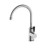 York Kitchen Nero Mixer Gooseneck Spout With Black Porcelain Lever - Chrome