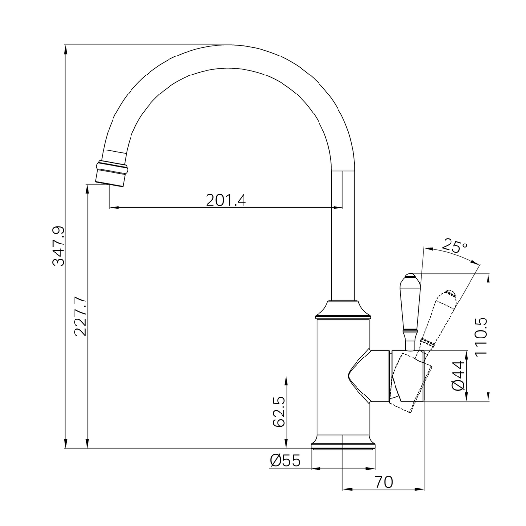 York Kitchen Nero Mixer Gooseneck Spout With Metal Lever - Brushed Nickel