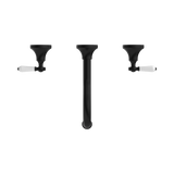 Nero York Wall Basin Set With White Porcelain Lever - Matte Black