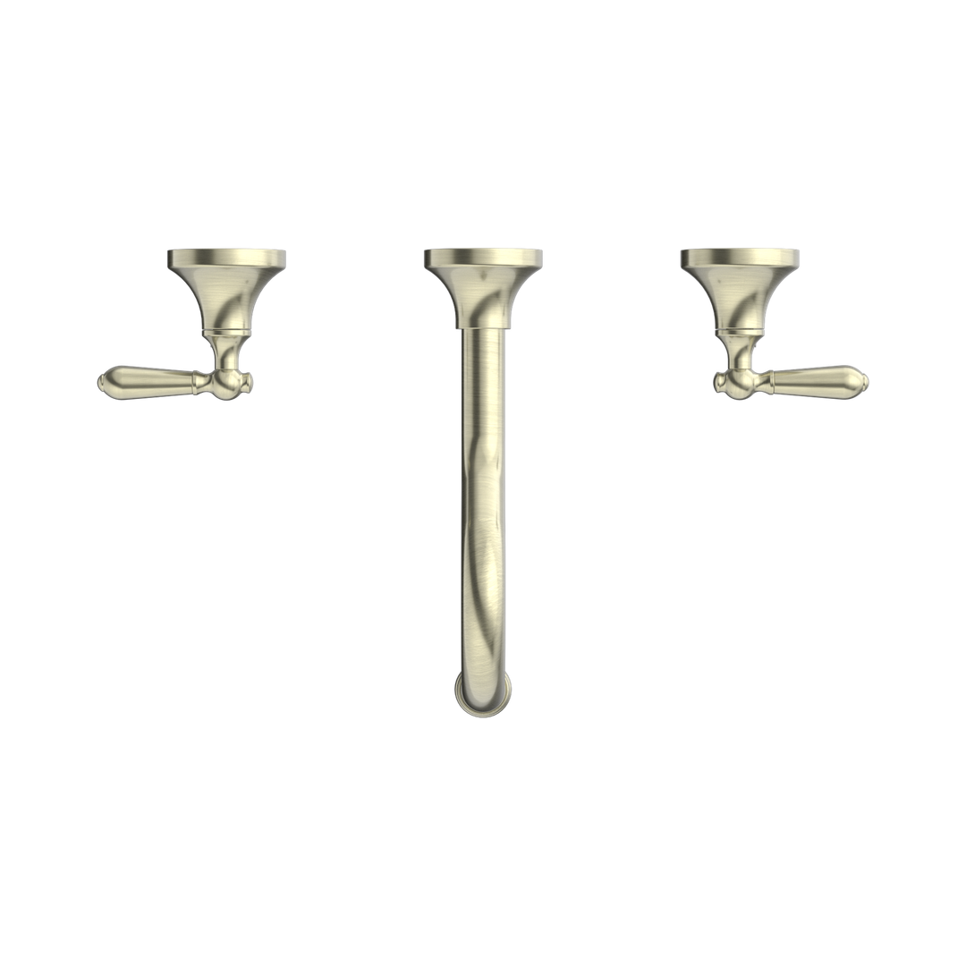 Nero York Wall Basin Set With Metal Lever - Aged Brass