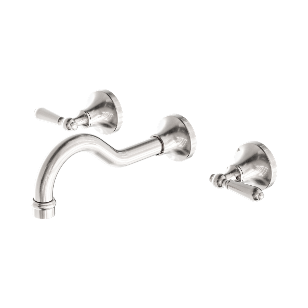 Nero York Wall Basin Set With Metal Lever - Brushed Nickel