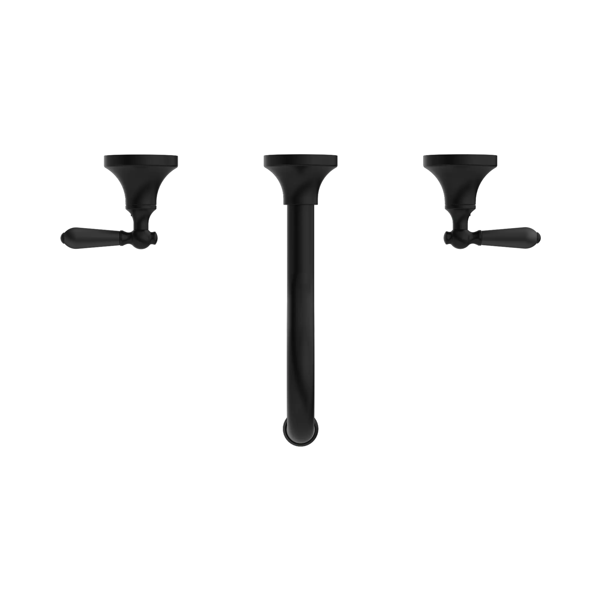 Nero York Wall Basin Set With Metal Lever - Matte Black