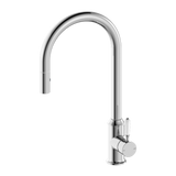 Nero York Pull Out Sink Mixer With Vegie Spray Function With White Porcelain Lever - Chrome