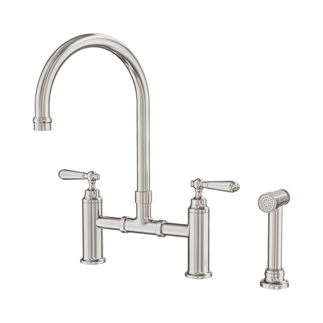 Nero York Bridge Kitchen Set With Hand Spray - Brushed Nickel