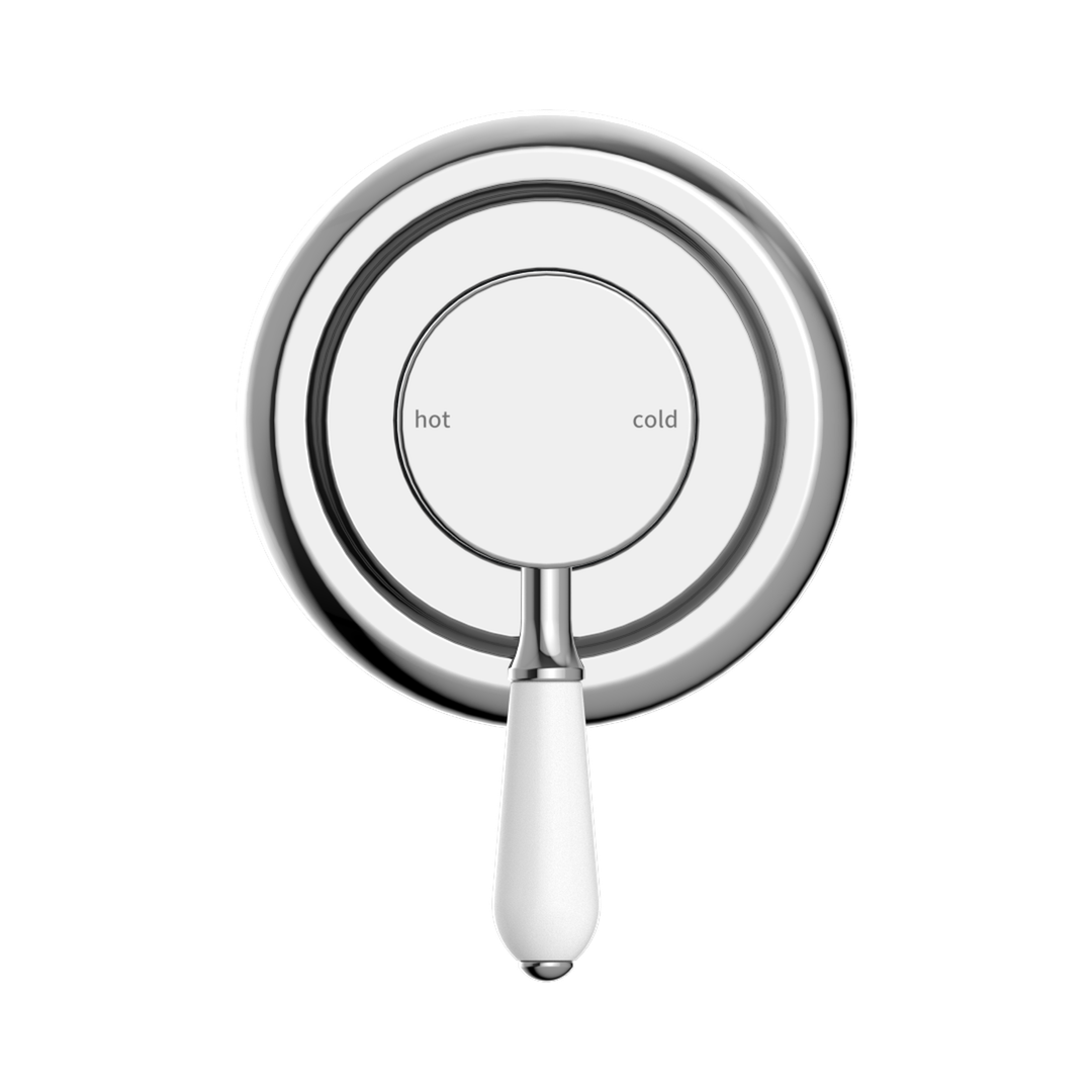 Nero York Shower Mixer With White Porcelain Lever - Chrome