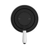 NERO YORK SHOWER MIXER WITH WHITE PORCELAIN LEVER - Matte Black