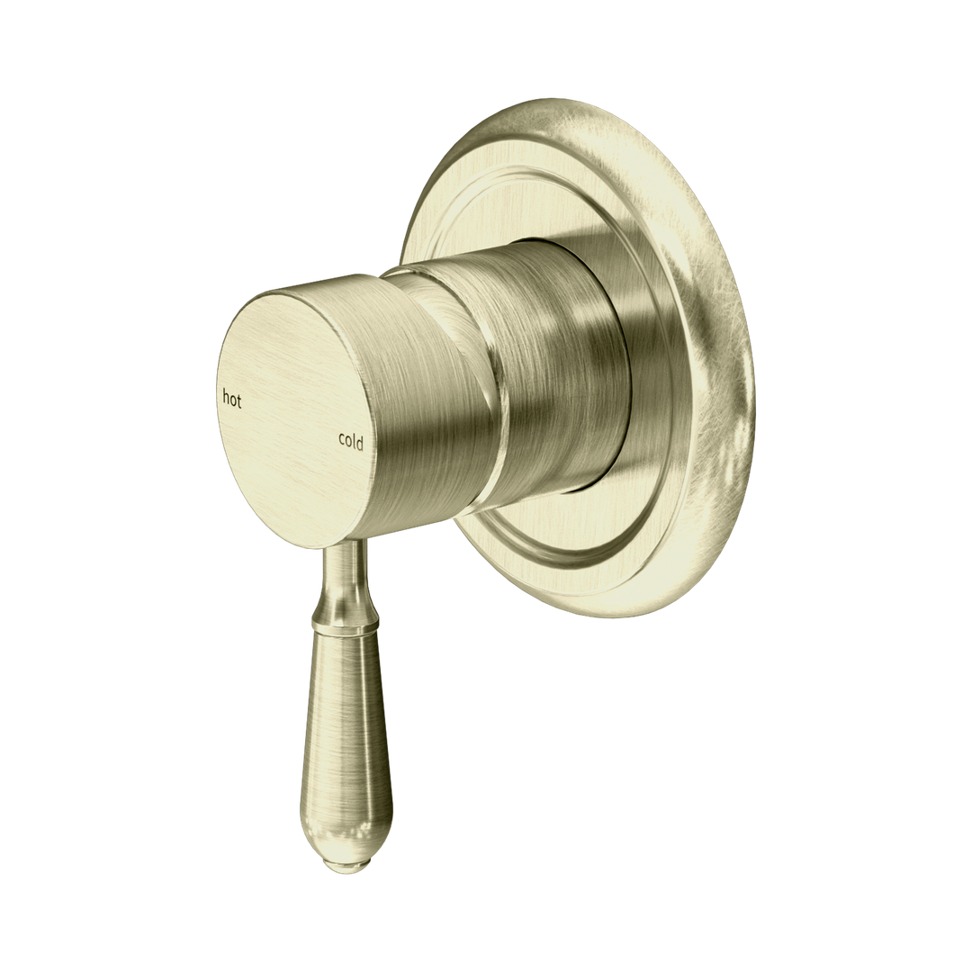York Shower Nero Mixer With Metal Lever - Aged Brass