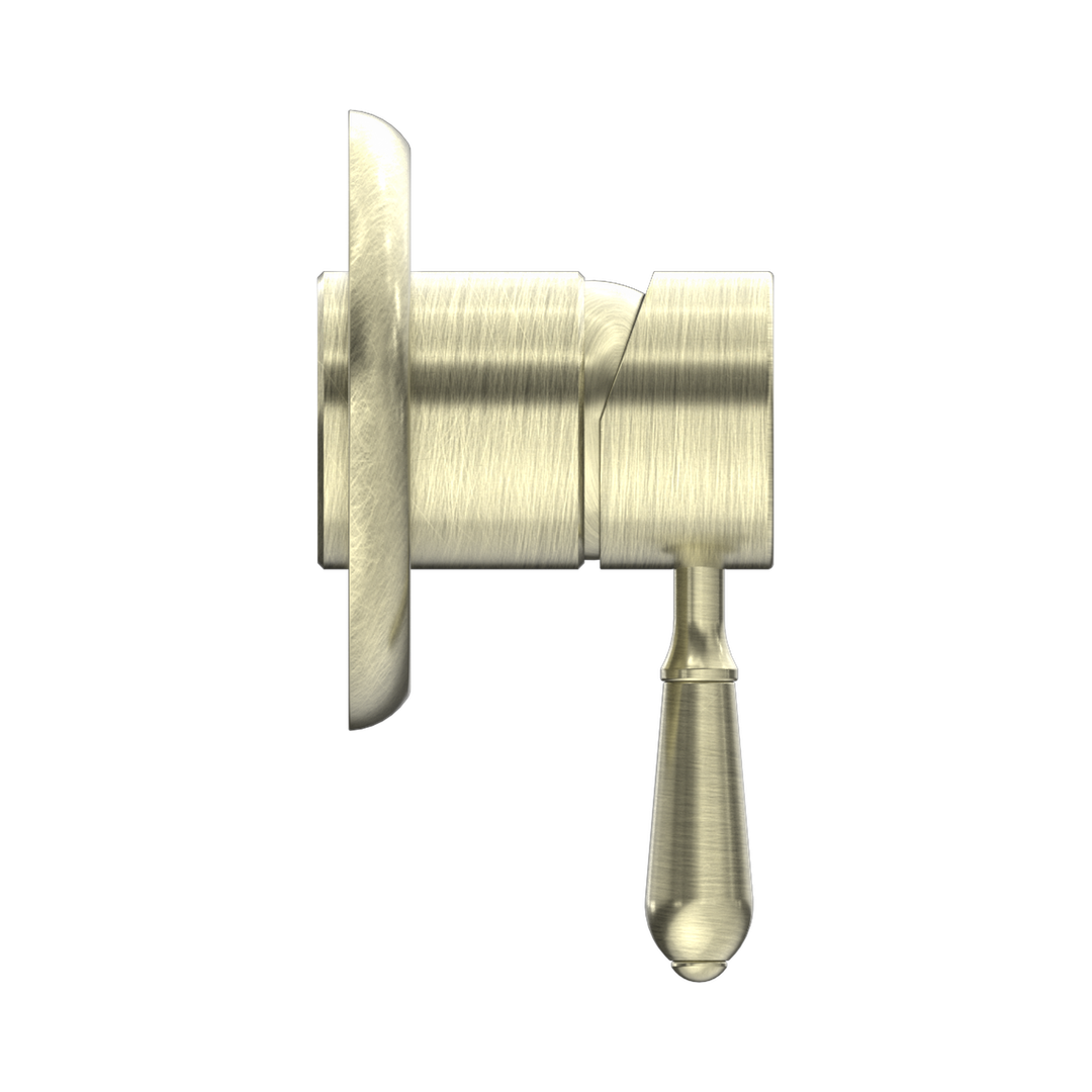 York Shower Nero Mixer With Metal Lever - Aged Brass