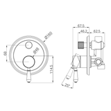 Nero York Shower Mixer With Diverter With Metal Lever - Chrome