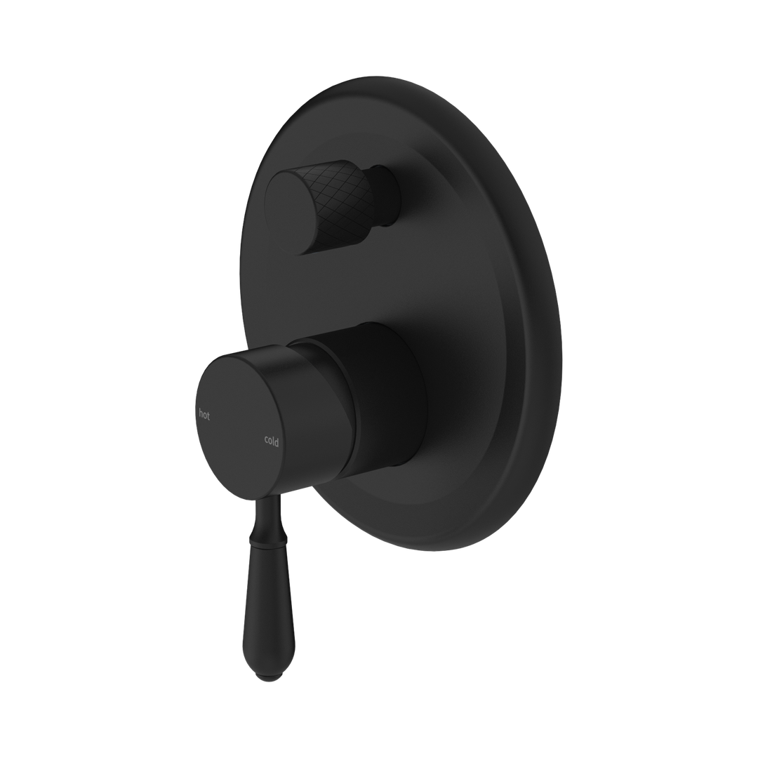 Nero York Shower Mixer With Diverter With Metal Lever - Matte Black
