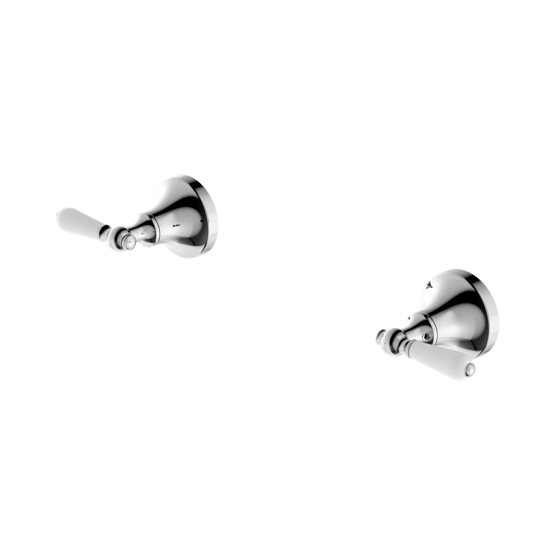 Nero York Wall Top Assemblies With White Porcelain Lever - Chrome