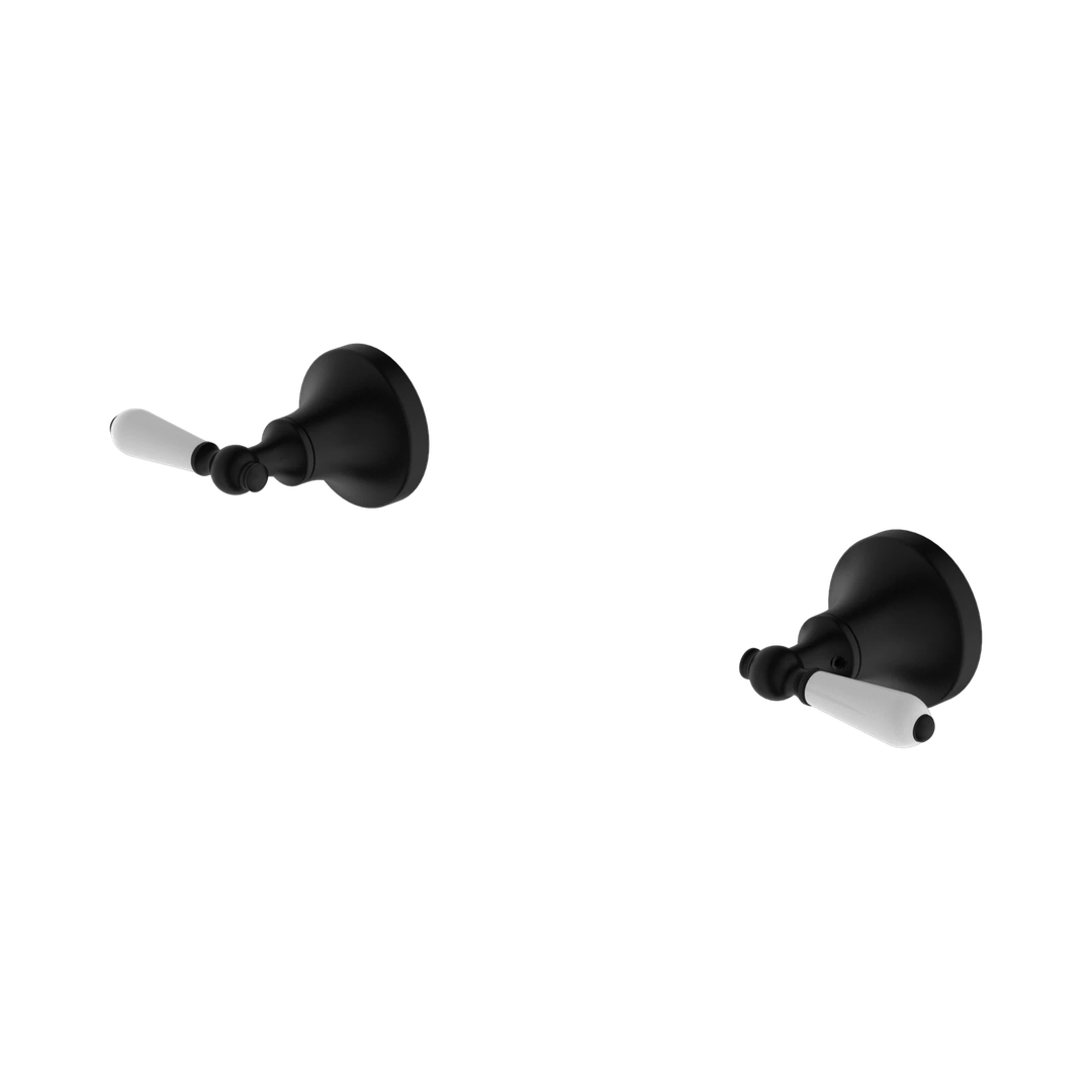 Nero York Wall Top Assemblies With White Porcelain Lever - Matte Black