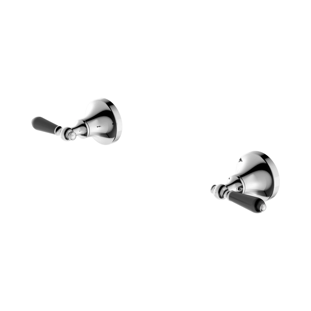 Nero York Wall Top Assemblies With Black Porcelain Lever - Chrome