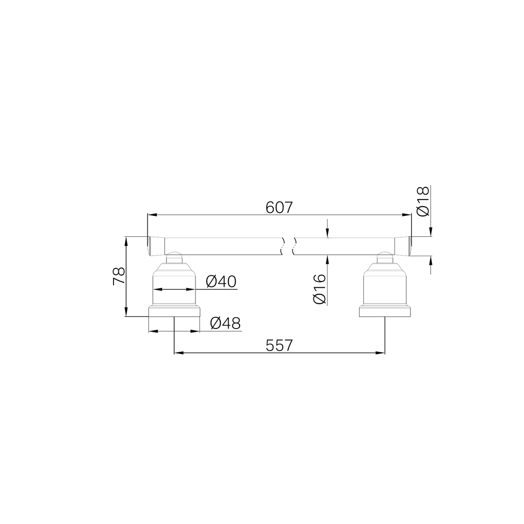 York Single Nero Towel Rail 600mm - Aged Brass