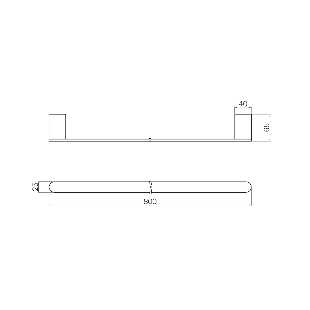 Nero Bianca Single Towel Rail 800Mm - Chrome