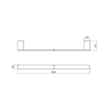 Nero Bianca Single Towel Rail 800Mm - Chrome