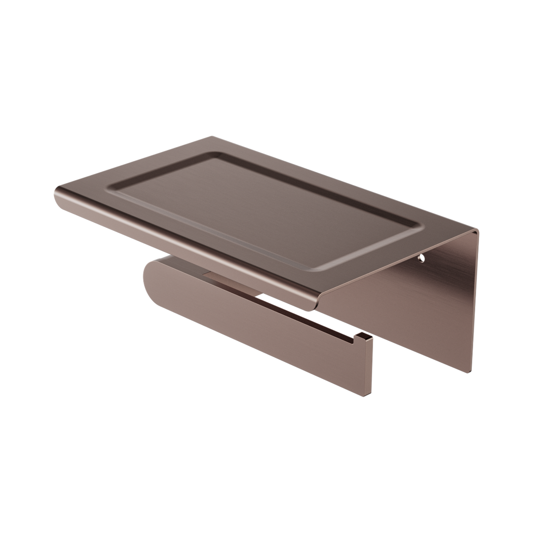 Nero Bianca Toilet Roll Holder With Phone Holder - Brushed Bronze