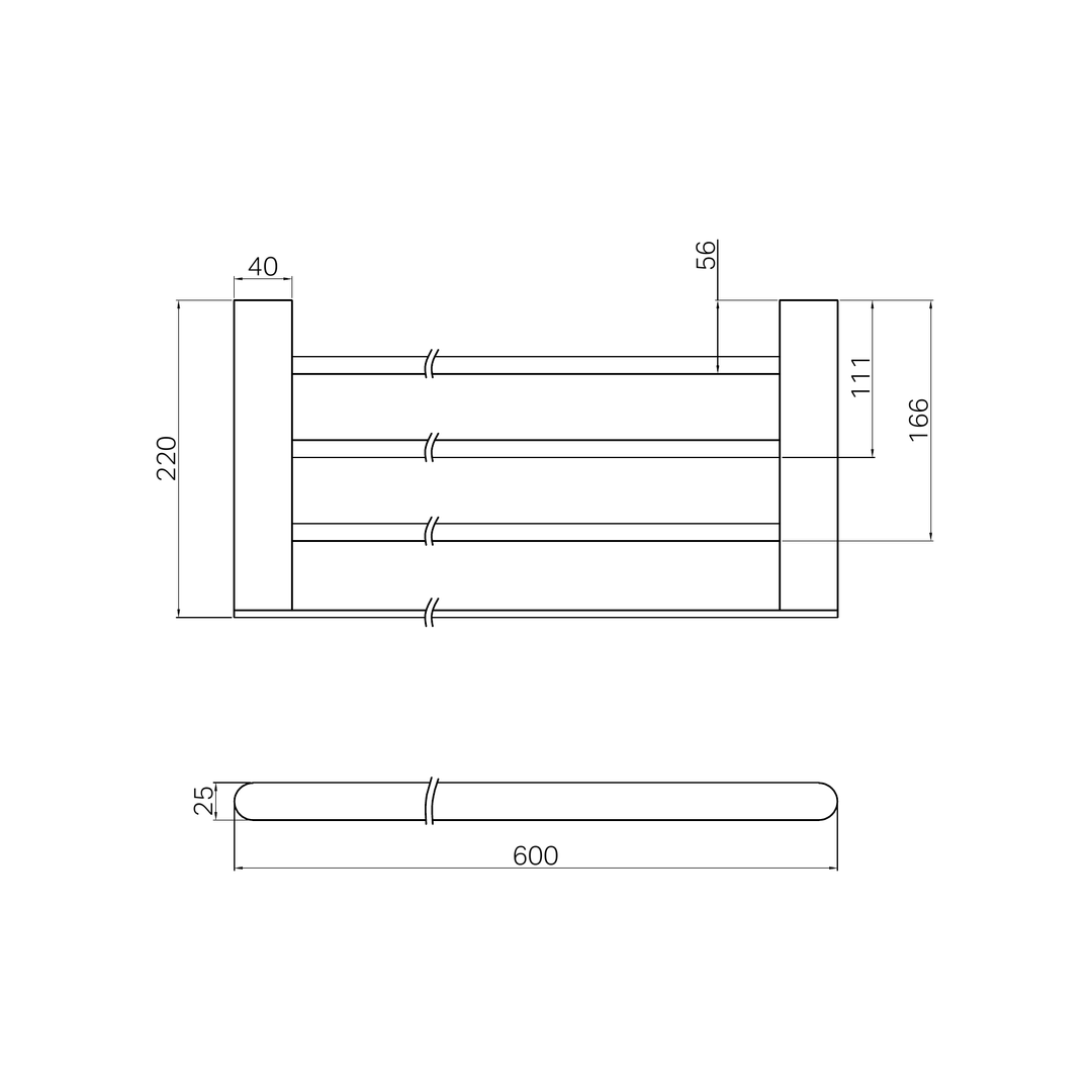 Nero Bianca Towel Rack - Brushed Nickel